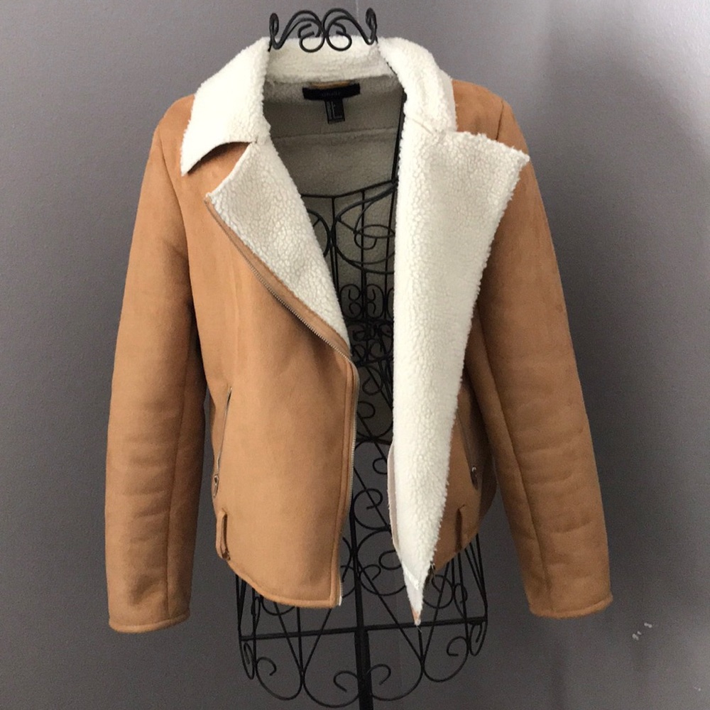 Tan suede like material coat